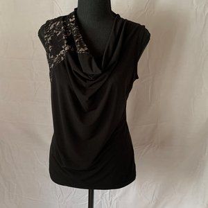 Worthington Woman's Cowl Neck Shirt, Small, Black